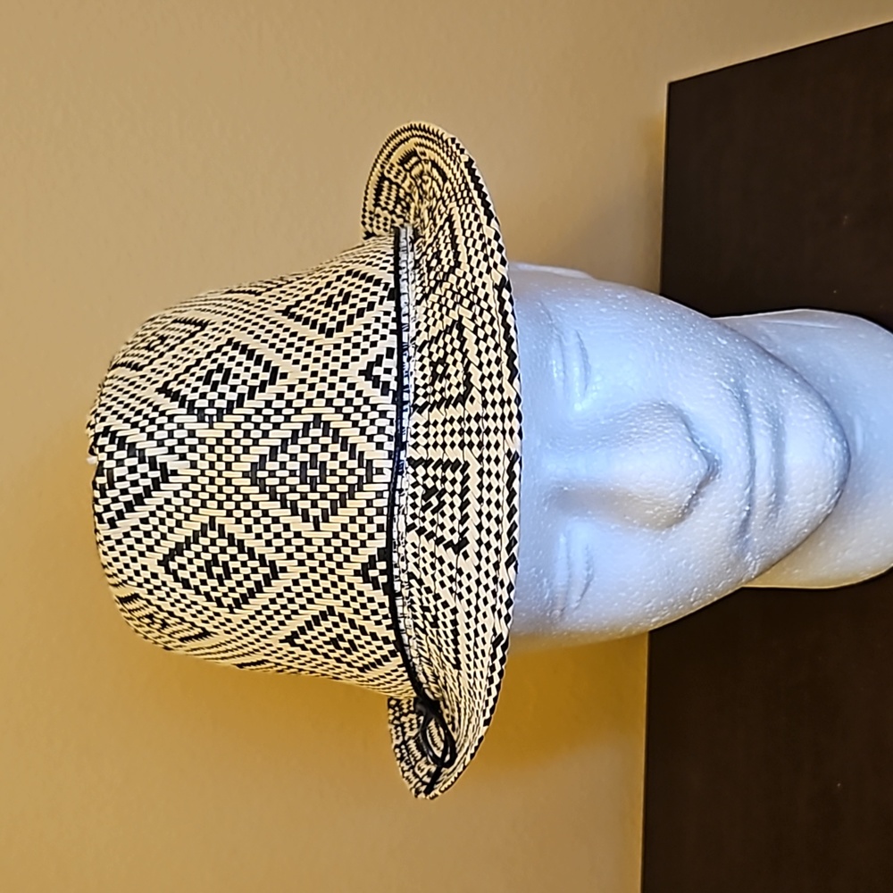 VINTAGE FEDORA PAPER HAT CREAM BLACK DAPPER